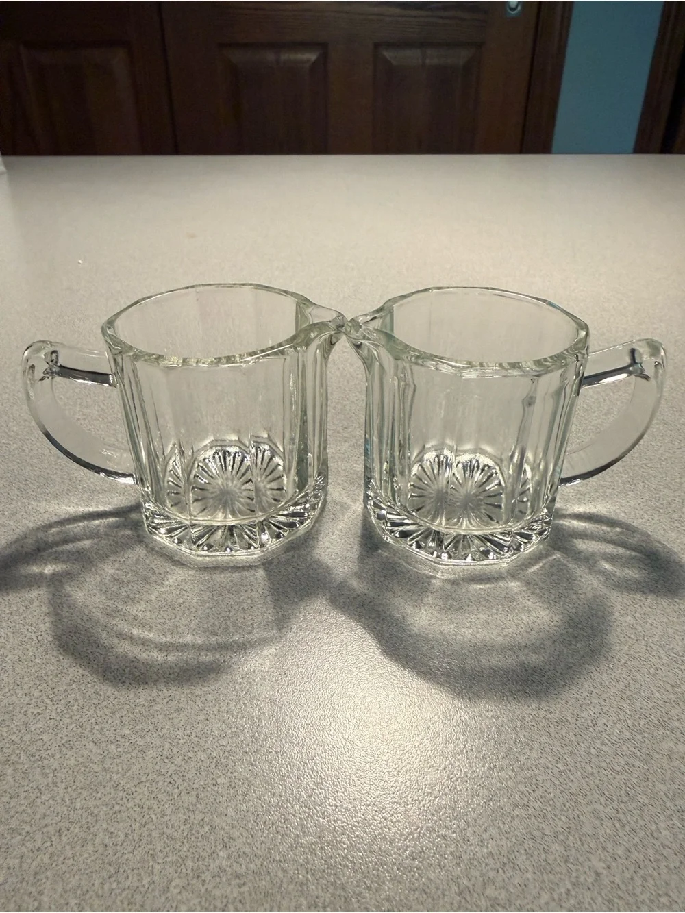 Clear Glass Mini Pitcher Set of 2 Elegant Pressed Glass